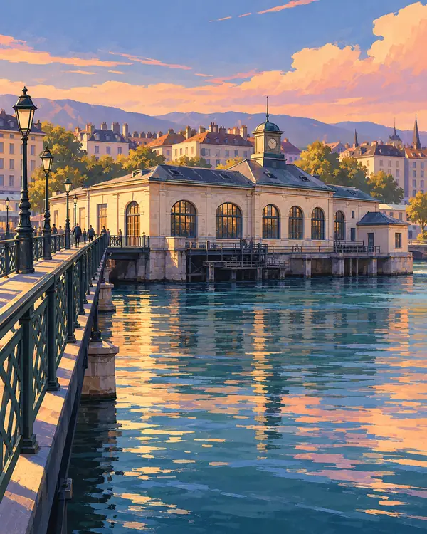 Carte postale illustrée : Pont de la Machine.